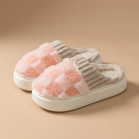 Elara Soft Plaid Slippers