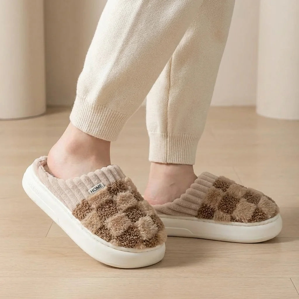 Elara Soft Plaid Slippers