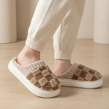 Elara Soft Plaid Slippers